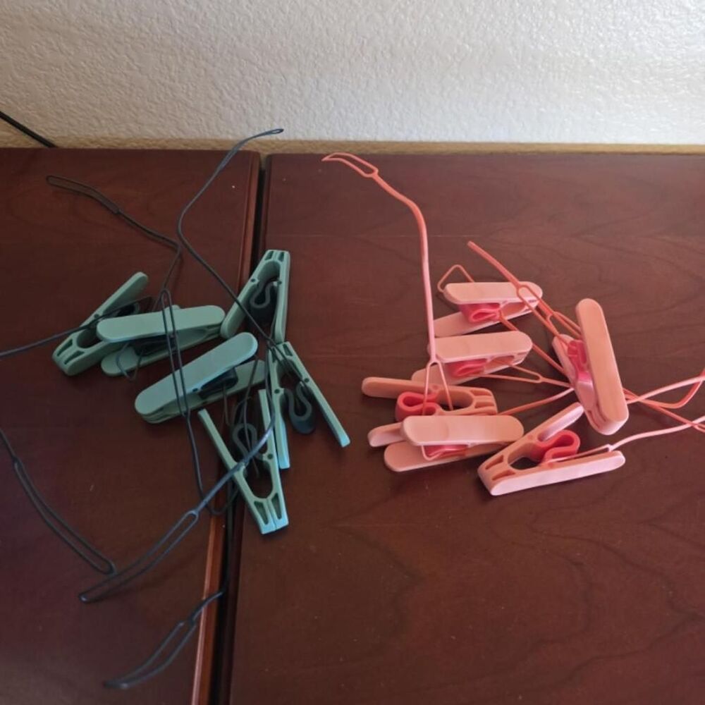 Teal and Pink clothespins / clips